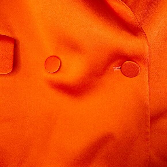 Jonathan Simkhai Norah Double Breasted Satin Orange Blazer 0 - Picture 8 of 11